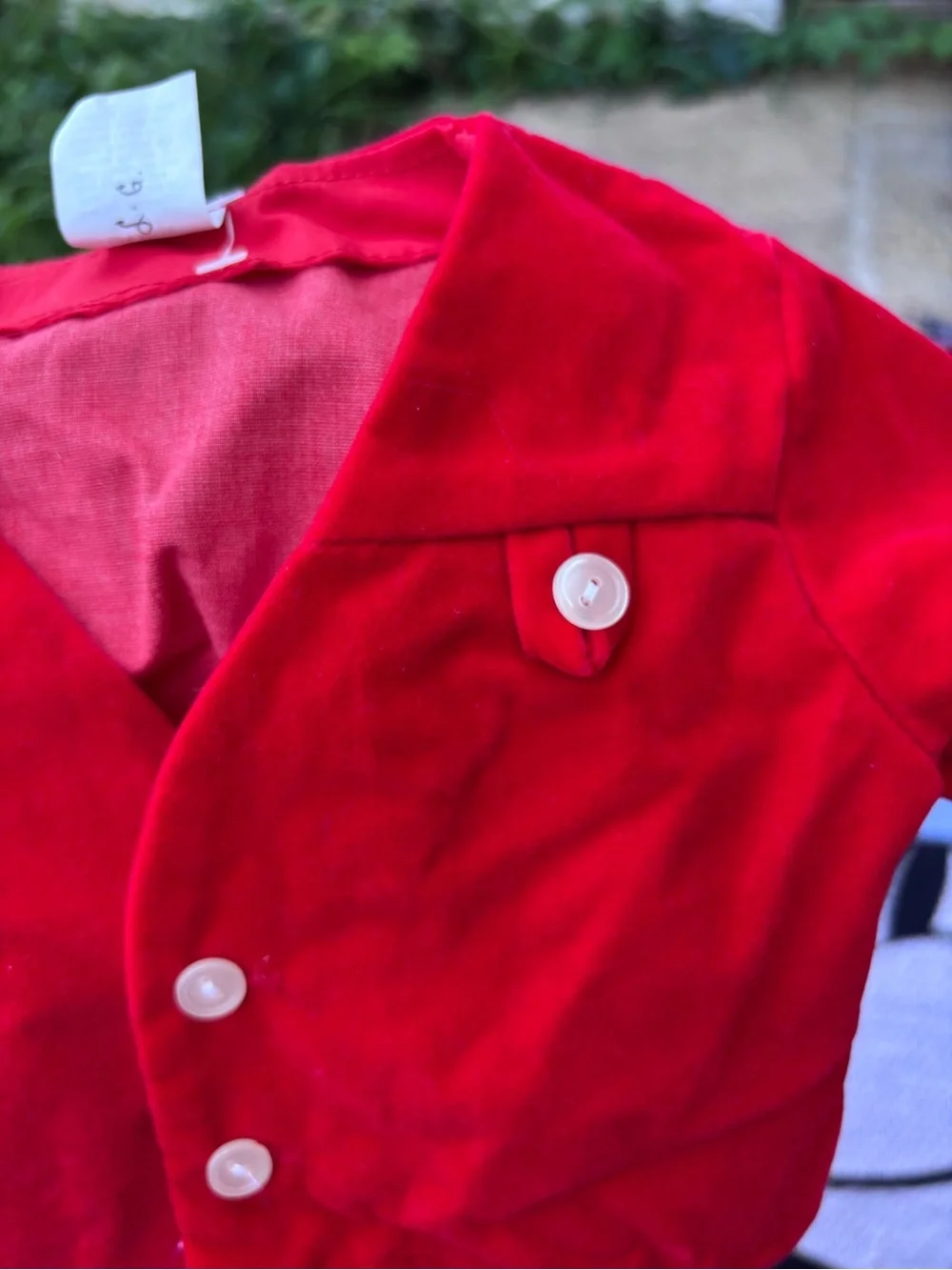 VINTAGE RED VELVET BUTTON ACCENT TOP SIZE 6 MONTHS CHRISTMAS HOLIDAY
